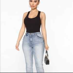 FASHION NOVA black racerback bodysuit size L